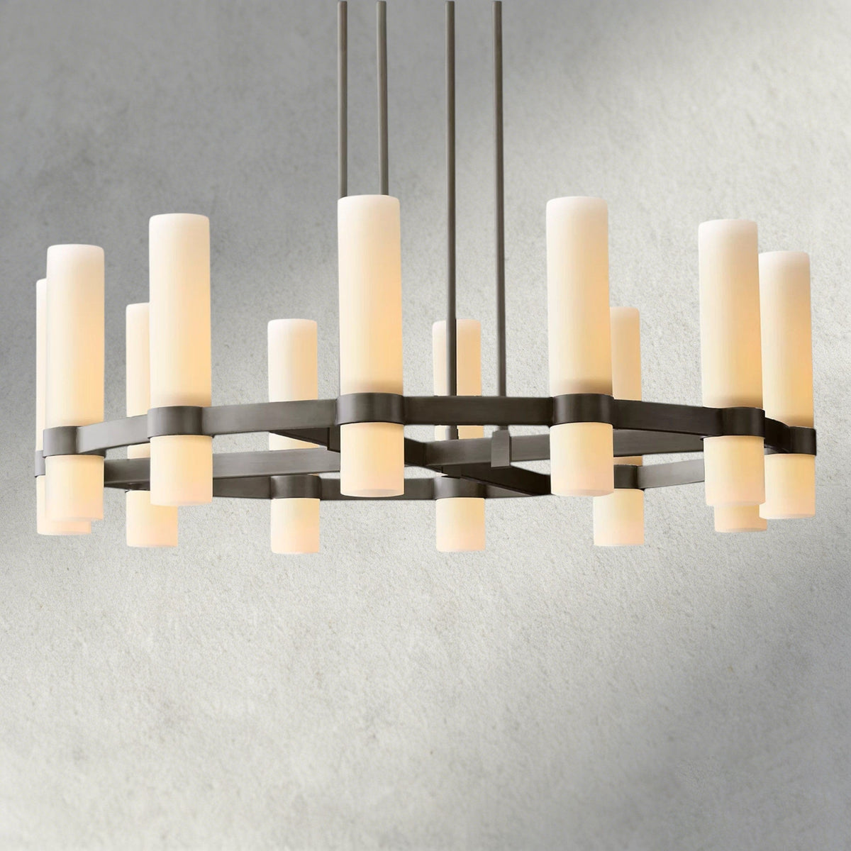 Ravelle Round Milk Glass Chandelier 36", 48", 60"-Chandelier-Jecanoli
