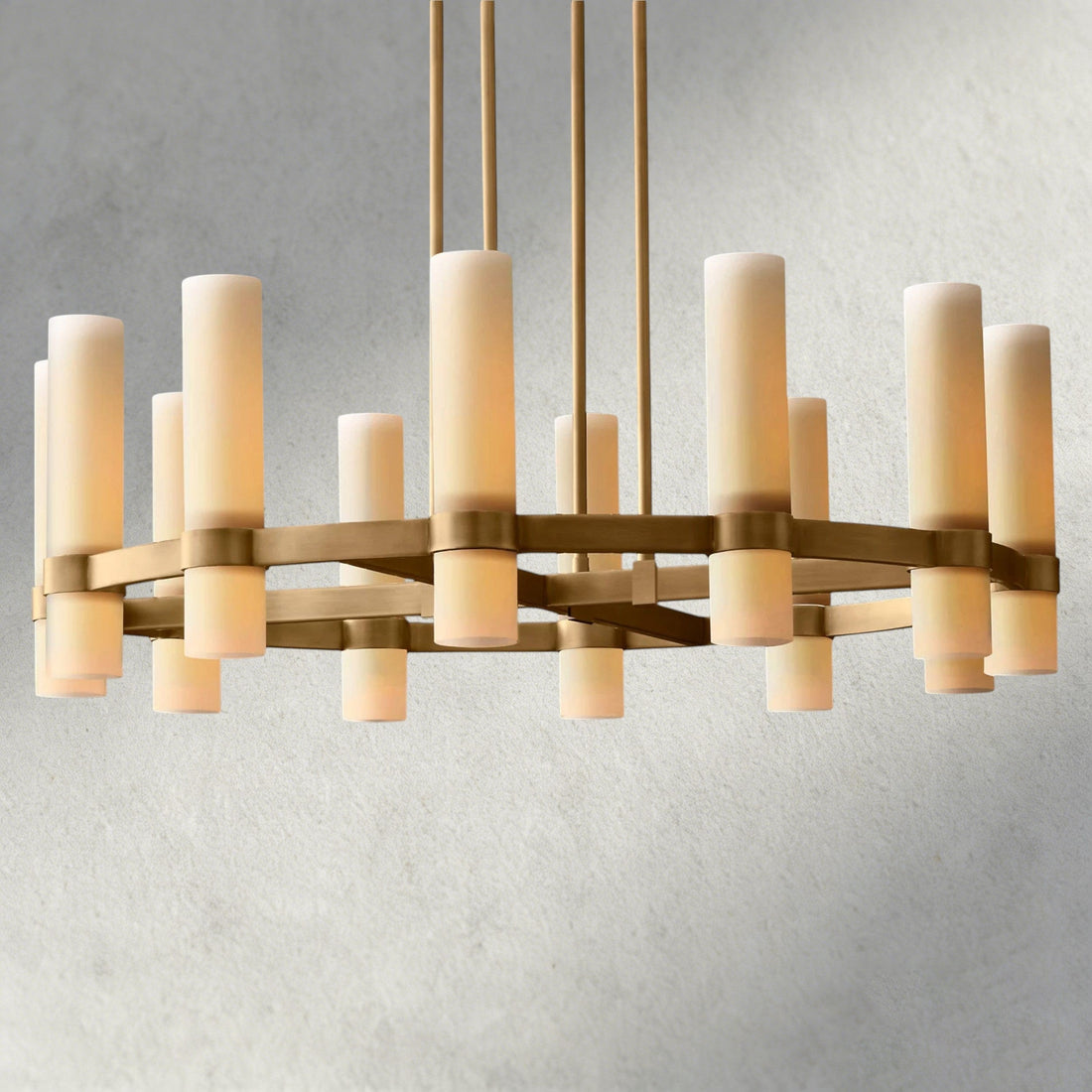 Ravelle Round Milk Glass Chandelier 36", 48", 60"-Chandelier-Jecanoli