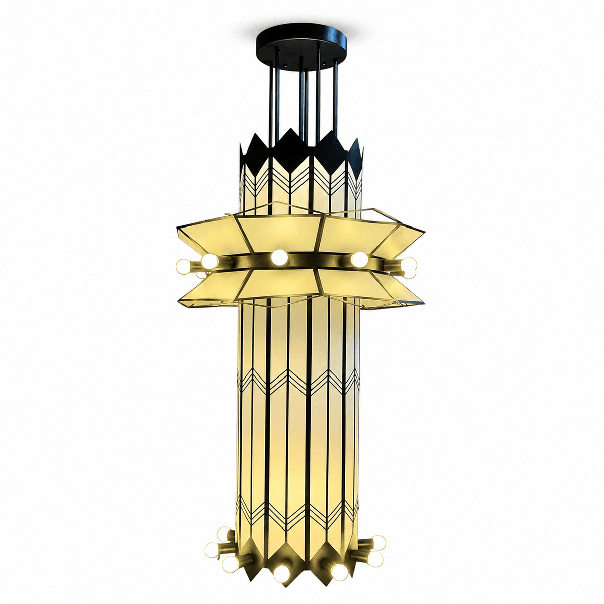 Rayonne Art Deco Chandelier - Ø 35.4″ × H 72″Black & WhiteJecanoli
