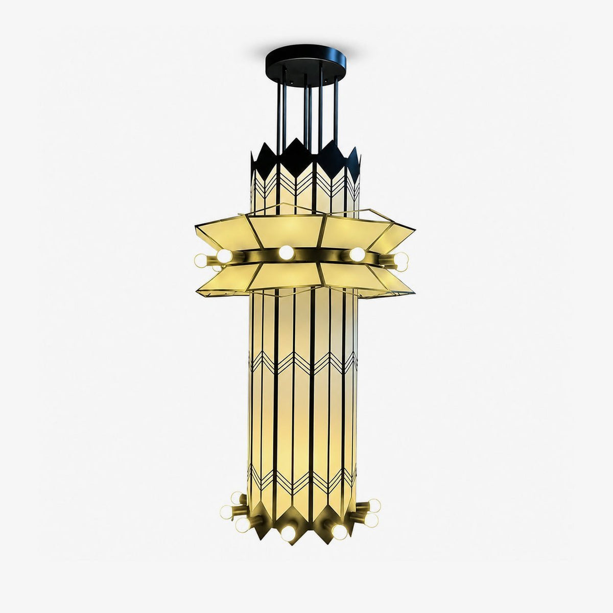 Rayonne Art Deco Chandelier - Ø 35.4″ × H 72″Black & WhiteJecanoli