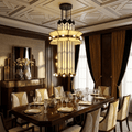 Rayonne Art Deco Chandelier - Ø 35.4″ × H 72″Black & WhiteJecanoli