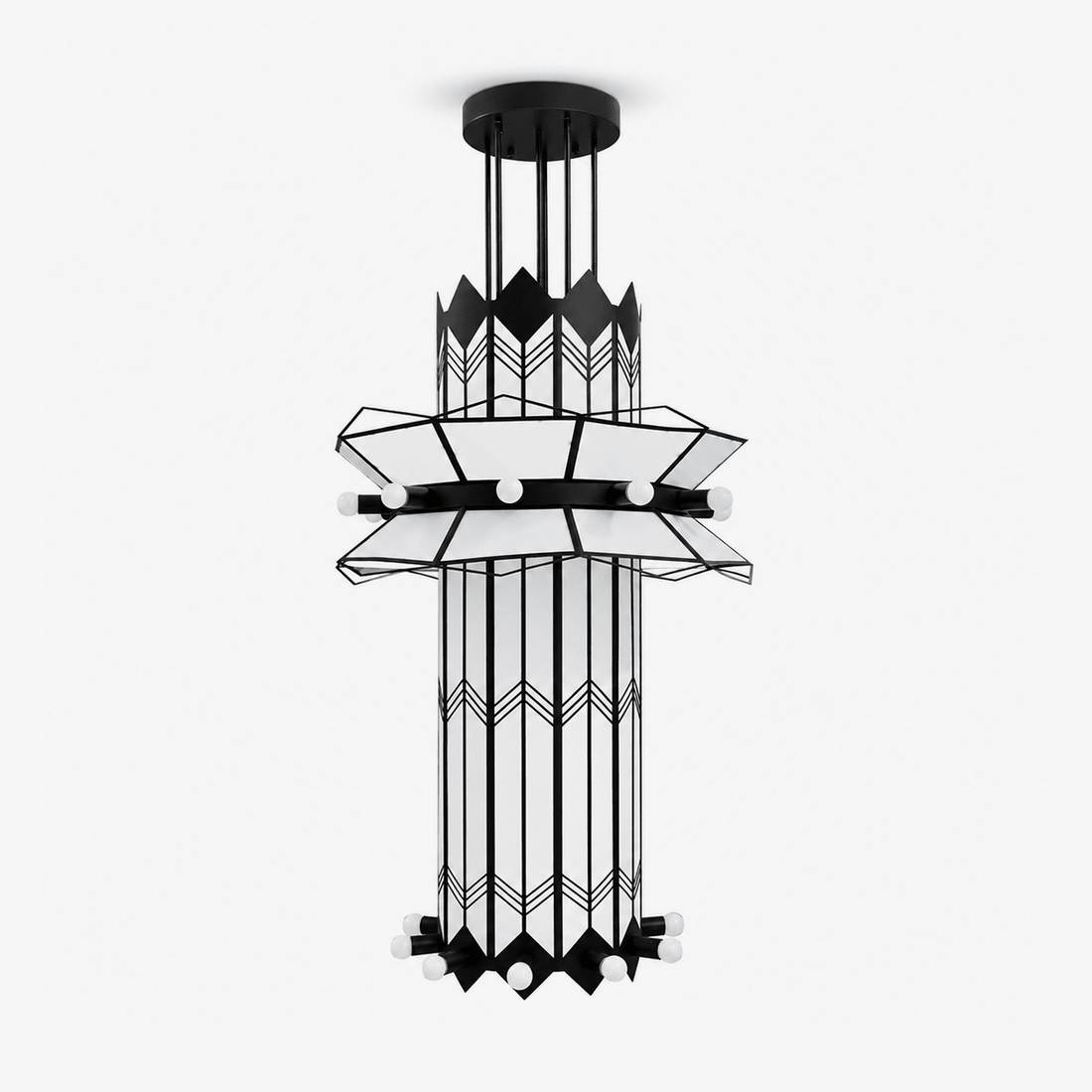 Rayonne Art Deco Chandelier - Ø 35.4″ × H 72″Black & WhiteJecanoli
