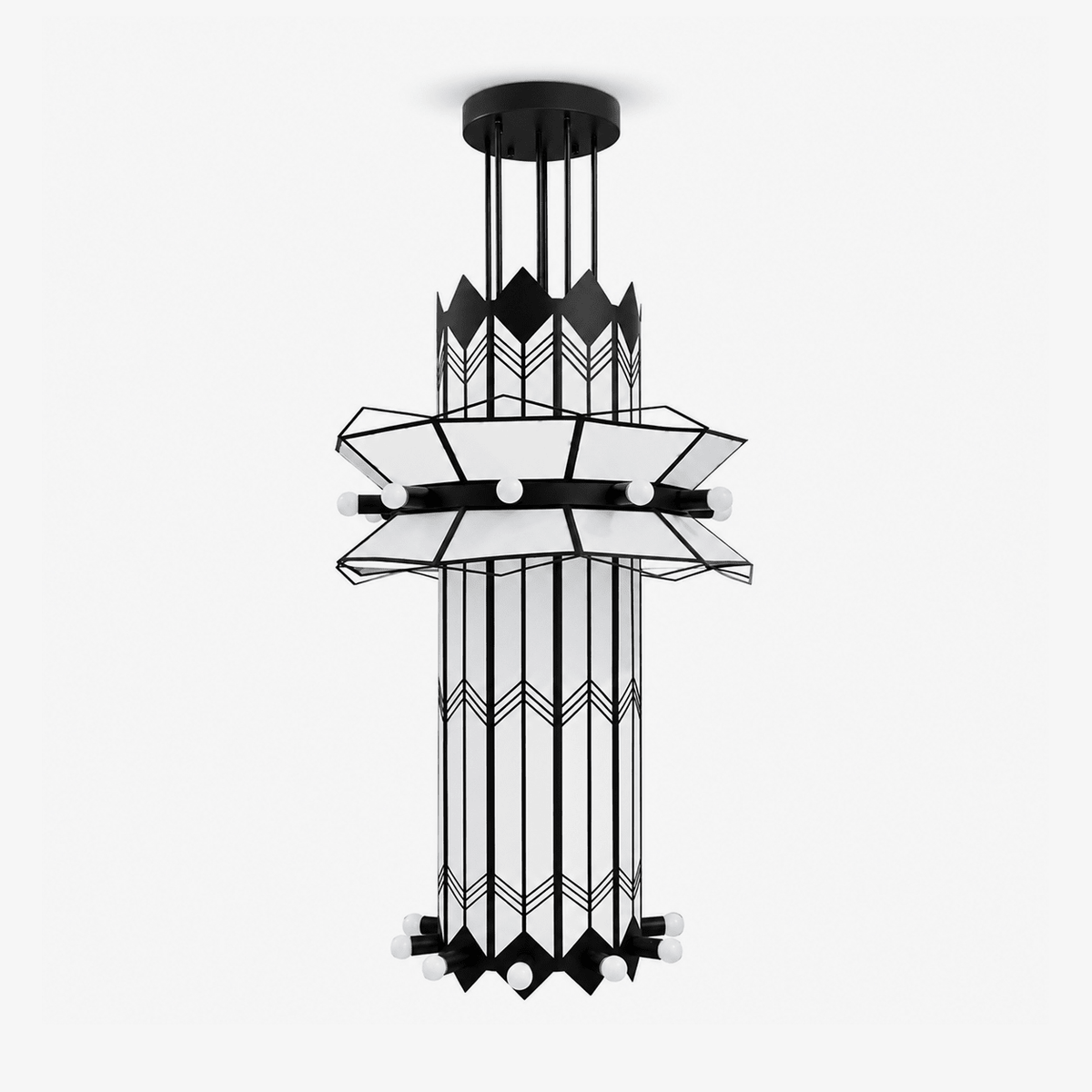 Rayonne Art Deco Chandelier - Ø 35.4″ × H 72″Black & WhiteJecanoli