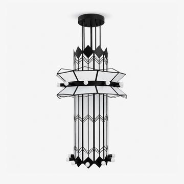 Rayonne Art Deco Chandelier - Ø 35.4″ × H 72″Black & WhiteJecanoli