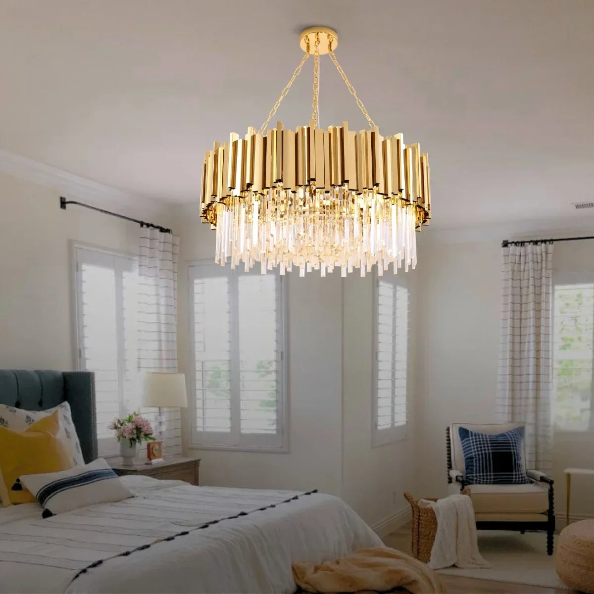 Astra Gold/Chrome Crystal Chandelier for Living Room & Dining Room-Crystal Chandelier-Jecanoli