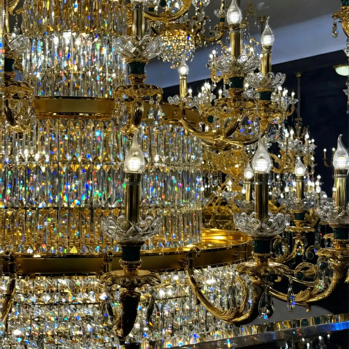 Royal Palace Crown Tiered Crystal Chandelier - CustomWarm LightJecanoli