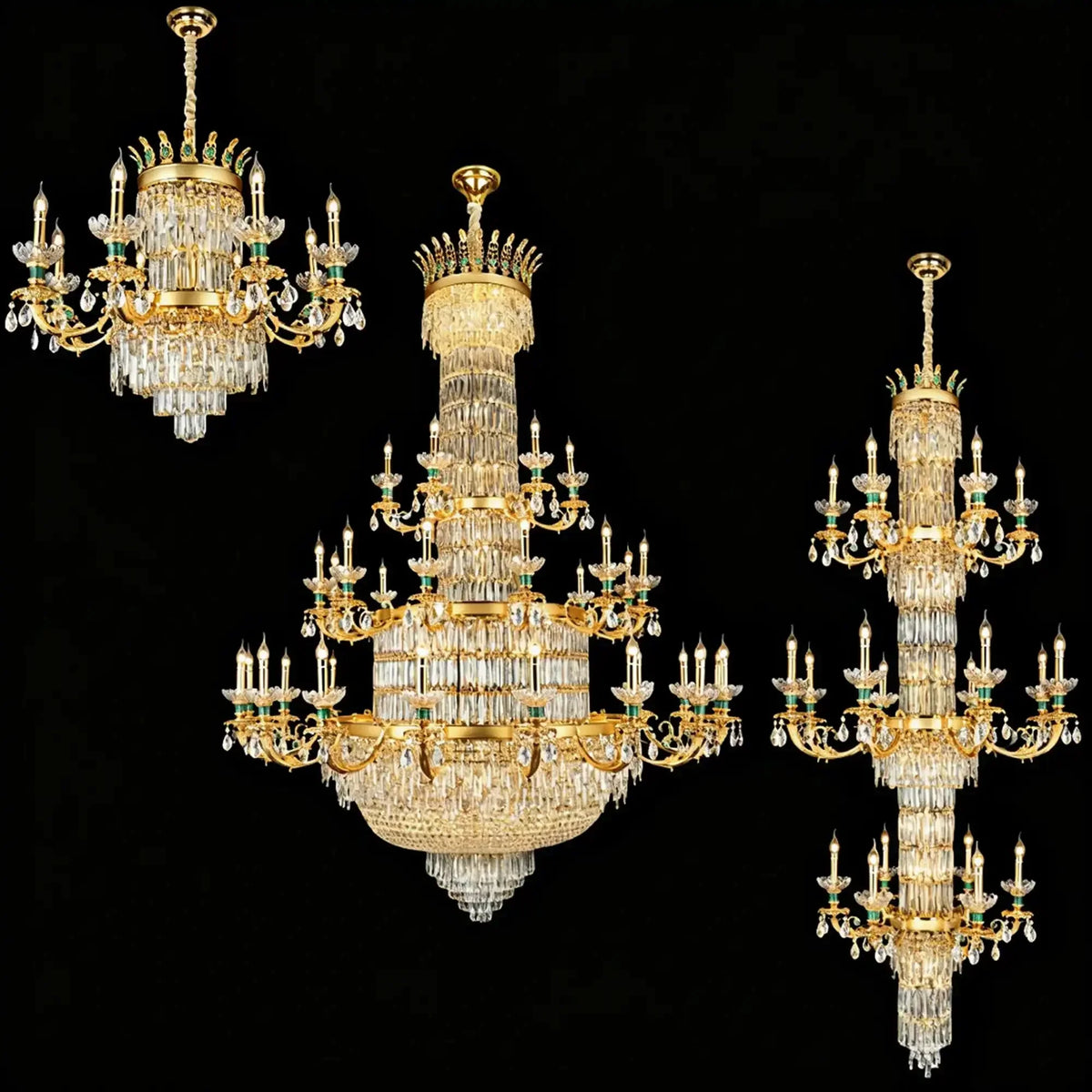 Royal Palace Crown Tiered Crystal Chandelier - CustomWarm LightJecanoli