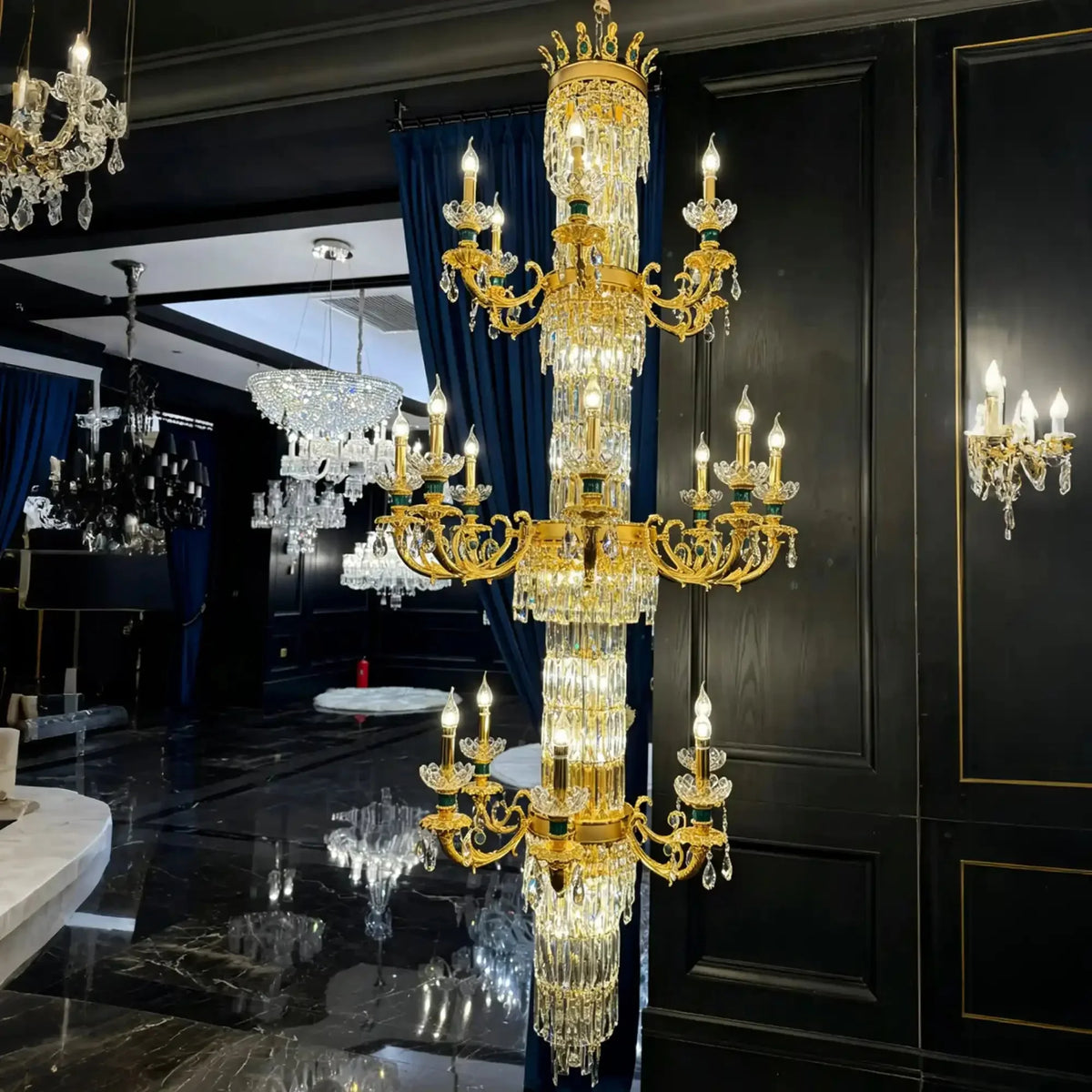 Royal Palace Crown Tiered Crystal Chandelier - CustomWarm LightJecanoli
