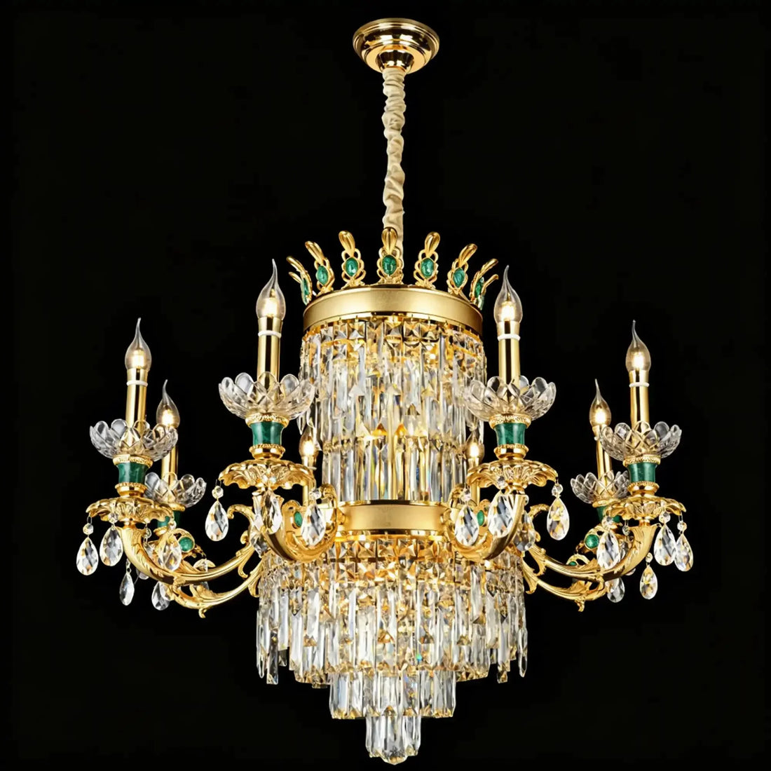 Royal Palace Crown Tiered Crystal Chandelier - 13Lights/D32.28"*H26.77"(D82cm*H68cm)Warm LightJecanoli