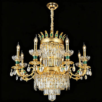 Royal Palace Crown Tiered Crystal Chandelier - 13Lights/D32.28"*H26.77"(D82cm*H68cm)Warm LightJecanoli