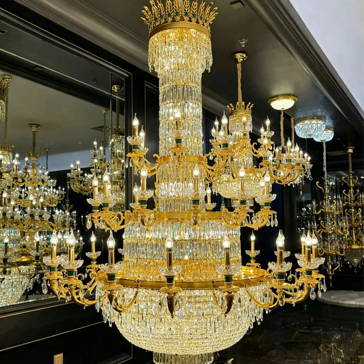 Royal Palace Crown Tiered Crystal Chandelier - CustomWarm LightJecanoli