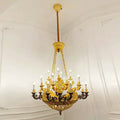 Royal Versailles Malachite Inlay Gilded Brass Candles Chandelier - Style B: D50.4