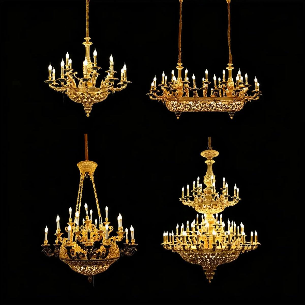 Royal Versailles Malachite Inlay Gilded Brass Candles Chandelier - Style D: D72.1"*H102.4" (D183cm*H260cm)/500kgWarm LightJecanoli