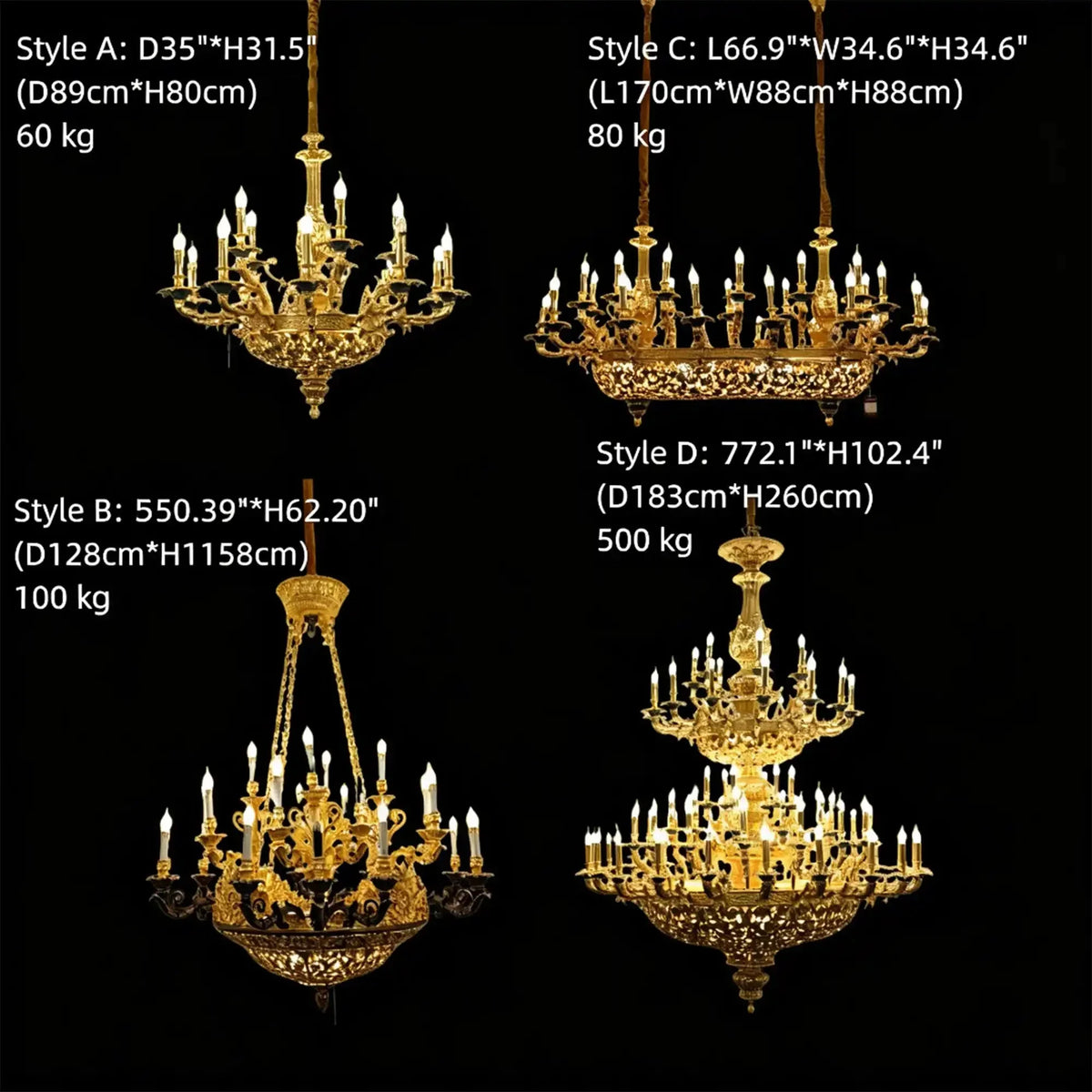 Royal Versailles Malachite Inlay Gilded Brass Candles Chandelier - Style D: D72.1"*H102.4" (D183cm*H260cm)/500kgWarm LightJecanoli