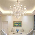 Rustic Antique European Candle Crystal Chandelier Popular Farmhouse Ceiling Light Fixture For Living Room - 15 Lights D36.2