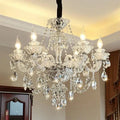 Rustic Antique European Candle Crystal Chandelier Popular Farmhouse Ceiling Light Fixture For Living Room - 6 Lights D25.6