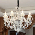 Rustic Antique European Candle Crystal Chandelier Popular Farmhouse Ceiling Light Fixture For Living Room - 6 Lights D25.6