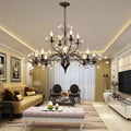 Rustic Wrought Iron Chandeliers 12 Lights - BlackDimmable Warm Light 3000K - Jecanoli