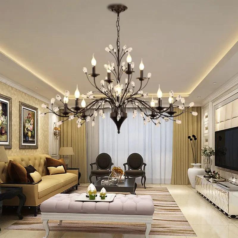 Rustic Wrought Iron Chandeliers 12 Lights - BlackDimmable Warm Light 3000K - Jecanoli