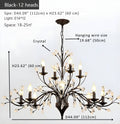 Rustic Wrought Iron Chandeliers 12 Lights - BlackCool Light 6000K - Jecanoli