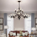 Rustic Wrought Iron Chandeliers 12 Lights - BlackCool Light 6000K - Jecanoli