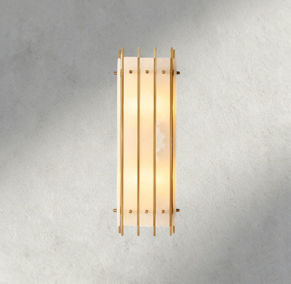 San Marco Alabaster Grand Rectangular Sconce-wall sconce-Jecanoli