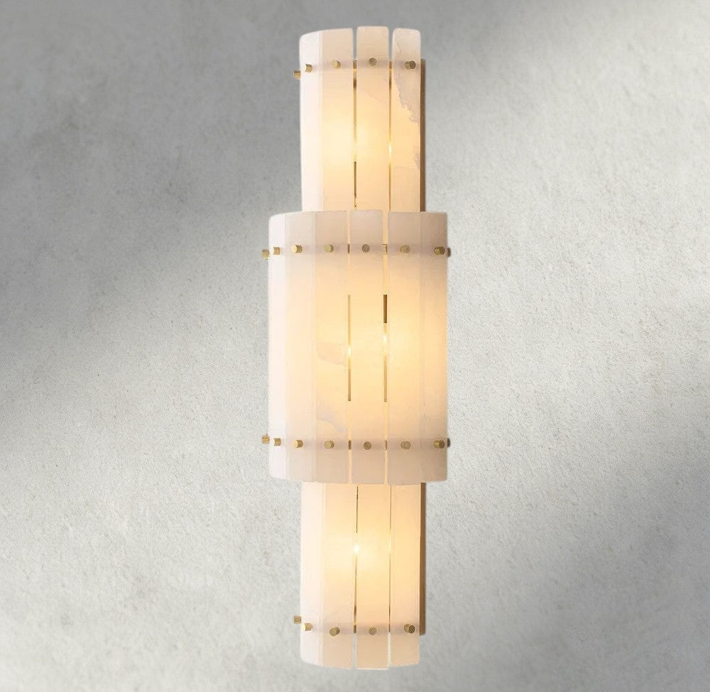 San Marco Alabaster Grand Round Sconce-wall sconce-Jecanoli