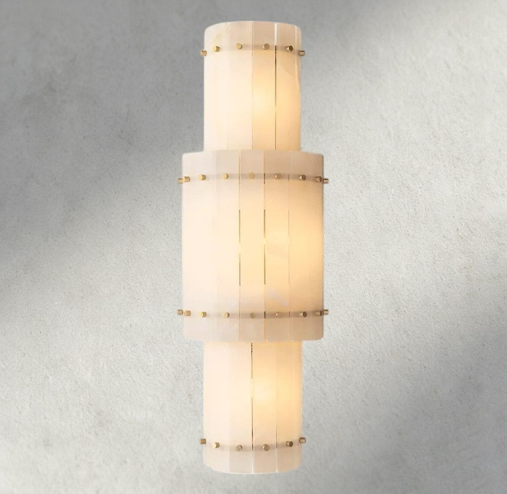 San Marco Alabaster Grand Round Sconce-wall sconce-Jecanoli