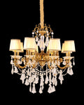 Statement 31X30 Inch 8-Light Candle Style Antique Brass Crystal Chandelier – Perfect for Dining Room Living Room Entryway-铜灯-Jecanoli