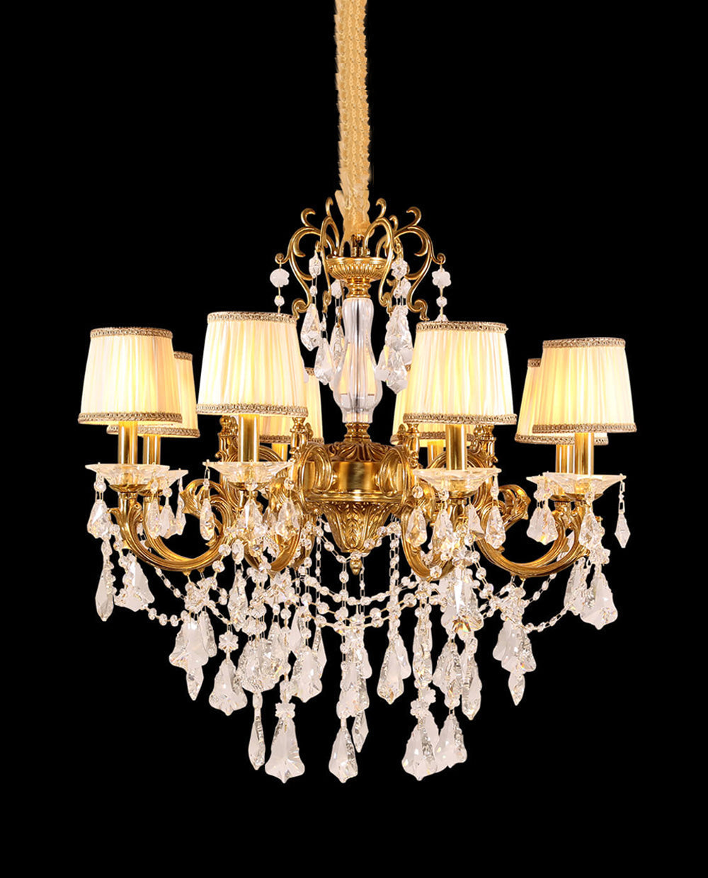 Statement 31X30 Inch 8-Light Candle Style Antique Brass Crystal Chandelier – Perfect for Dining Room Living Room Entryway-铜灯-Jecanoli