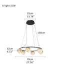 Single/Triple Spiral black ring cluster alabaster 6/9/12/27 balls chandelier - 6-light-D12cm/D4.72