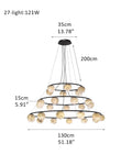 Single/Triple Spiral black ring cluster alabaster 6/9/12/27 balls chandelier - 27-light-D15cm/D5.91