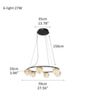 Single/Triple Spiral black ring cluster alabaster 6/9/12/27 balls chandelier - 6-light-D10cm/D3.94