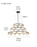 Single/Triple Spiral black ring cluster alabaster 6/9/12/27 balls chandelier - 27-light-D12cm/D4.72