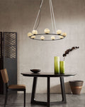 Single/Triple Spiral black ring cluster alabaster 6/9/12/27 balls chandelier - 6-light-D10cm/D3.94