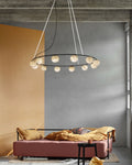 Single/Triple Spiral black ring cluster alabaster 6/9/12/27 balls chandelier - 6-light-D10cm/D3.94
