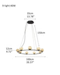 Single/Triple Spiral black ring cluster alabaster 6/9/12/27 balls chandelier - 9-light-D12cm/D4.72