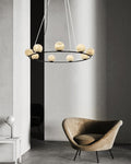 Single/Triple Spiral black ring cluster alabaster 6/9/12/27 balls chandelier - 6-light-D10cm/D3.94