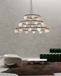 Single/Triple Spiral black ring cluster alabaster 6/9/12/27 balls chandelier - 6-light-D10cm/D3.94
