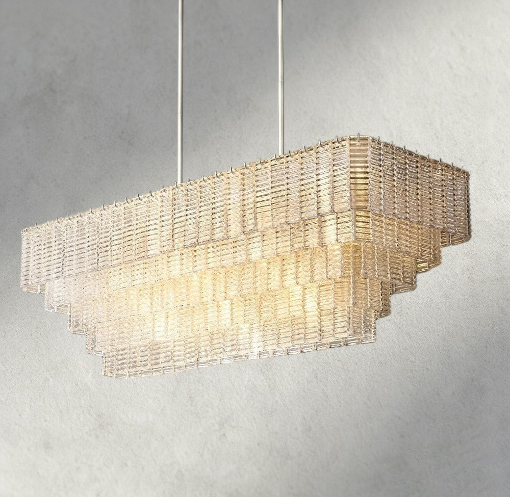 Sirene Clear Glass Rectangular Chandelier 59"-chandelier-Jecanoli