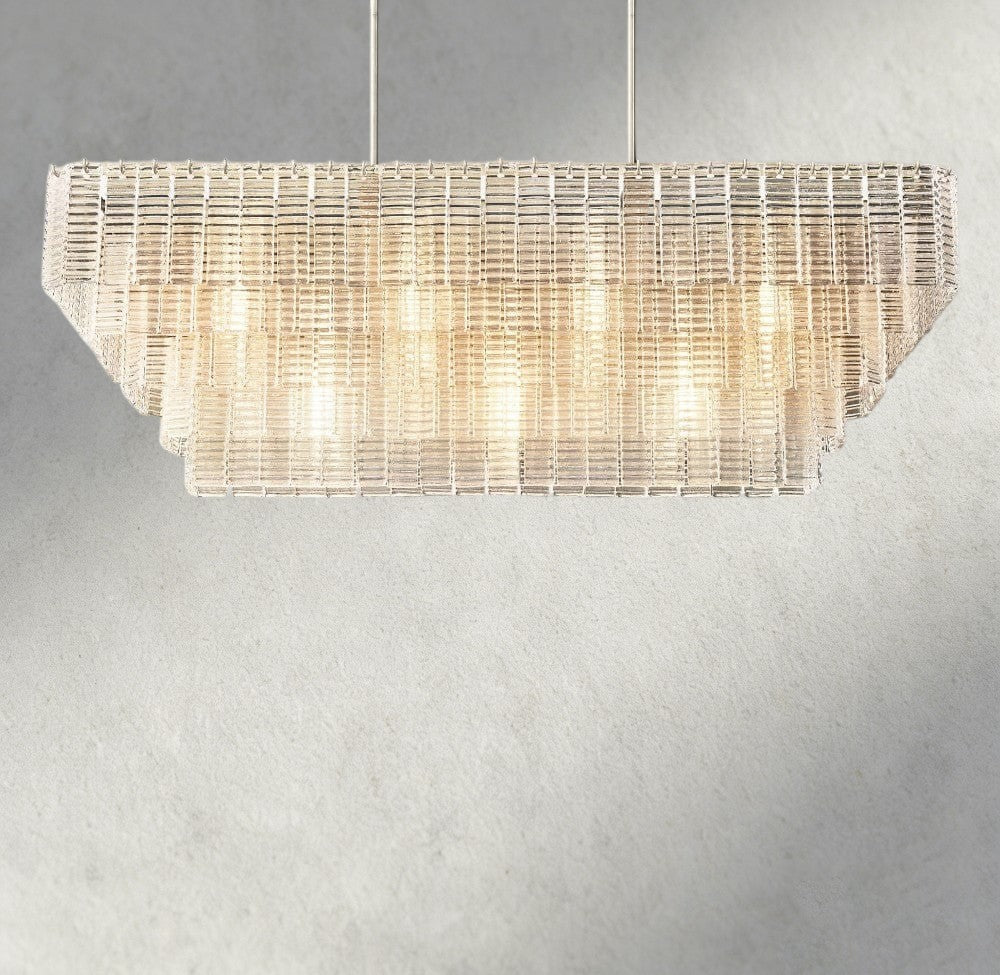 Sirene Clear Glass Rectangular Chandelier 59"-chandelier-Jecanoli