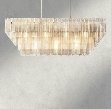 Sirene Clear Glass Rectangular Chandelier 59"-chandelier-Jecanoli