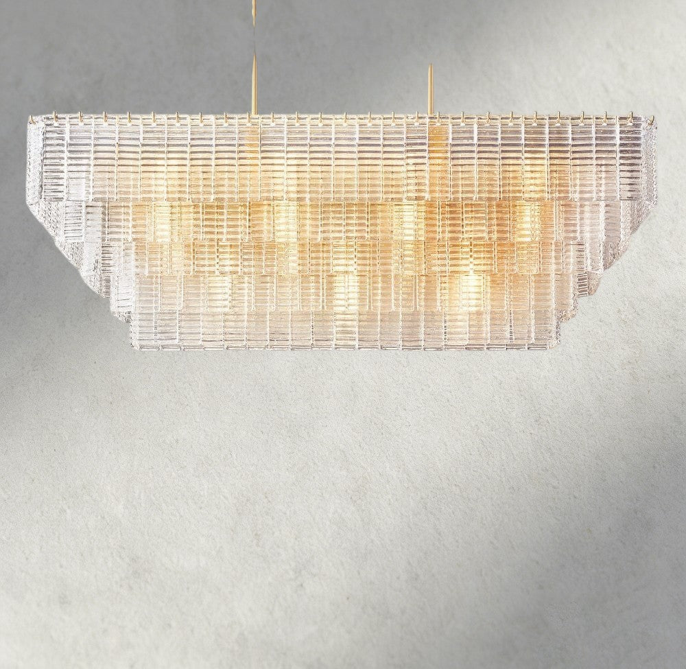 Sirene Clear Glass Rectangular Chandelier 59"-chandelier-Jecanoli