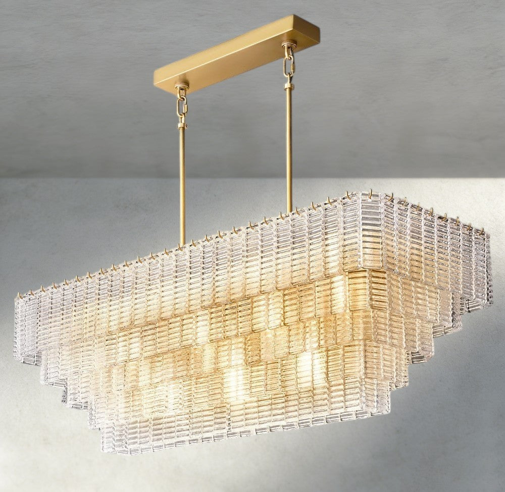 Sirene Clear Glass Rectangular Chandelier 59"-chandelier-Jecanoli