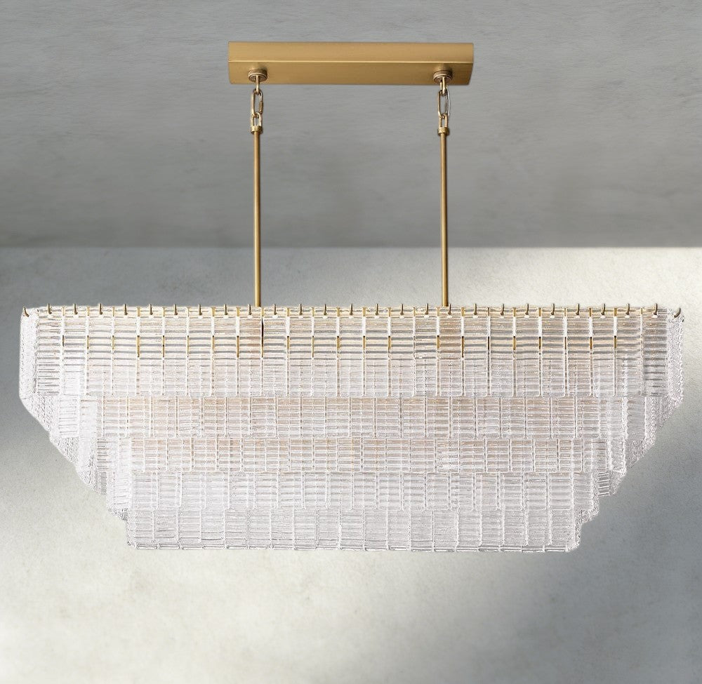 Sirene Clear Glass Rectangular Chandelier 59"-chandelier-Jecanoli