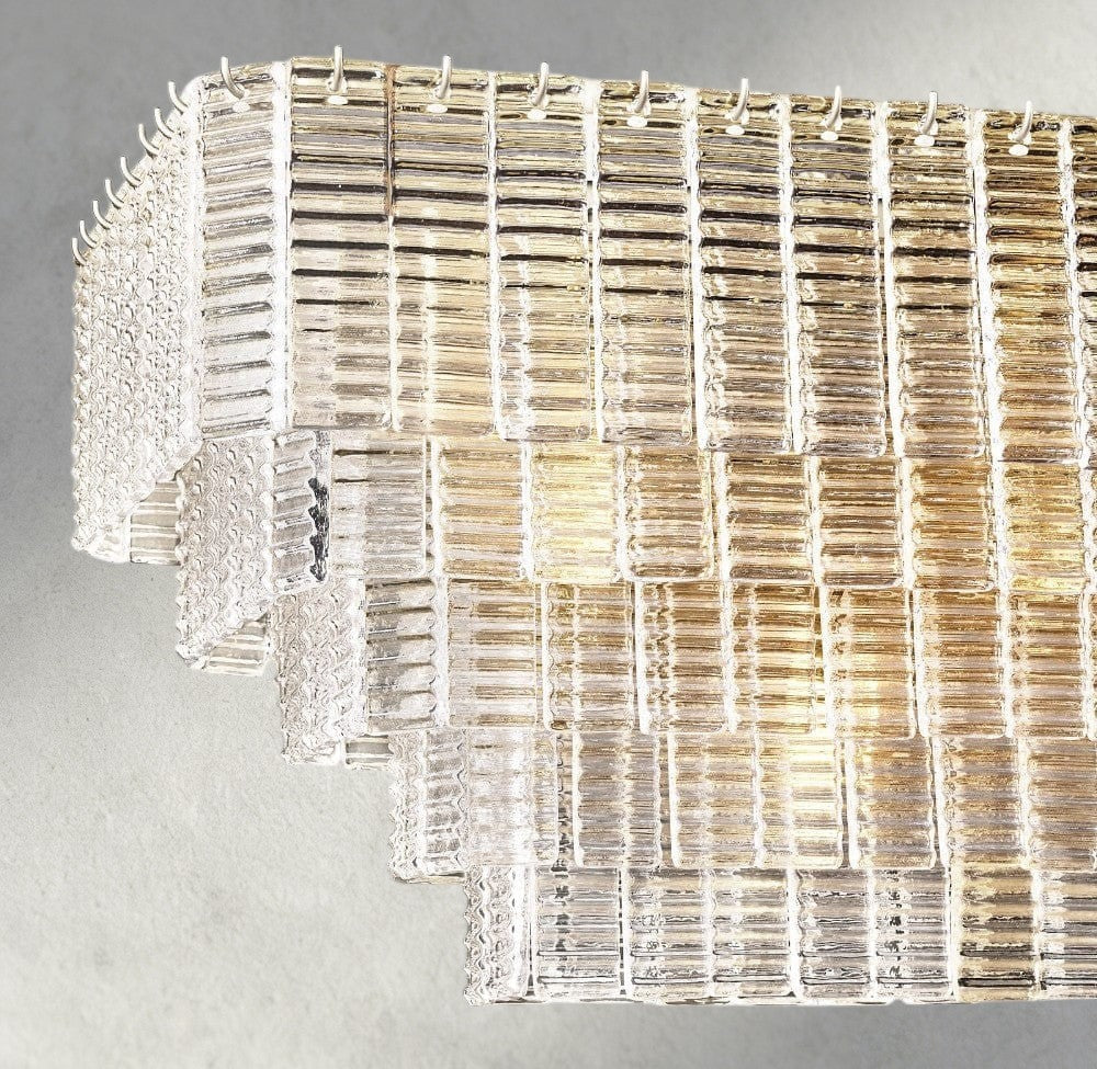 Sirene Clear Glass Rectangular Chandelier 59"-chandelier-Jecanoli