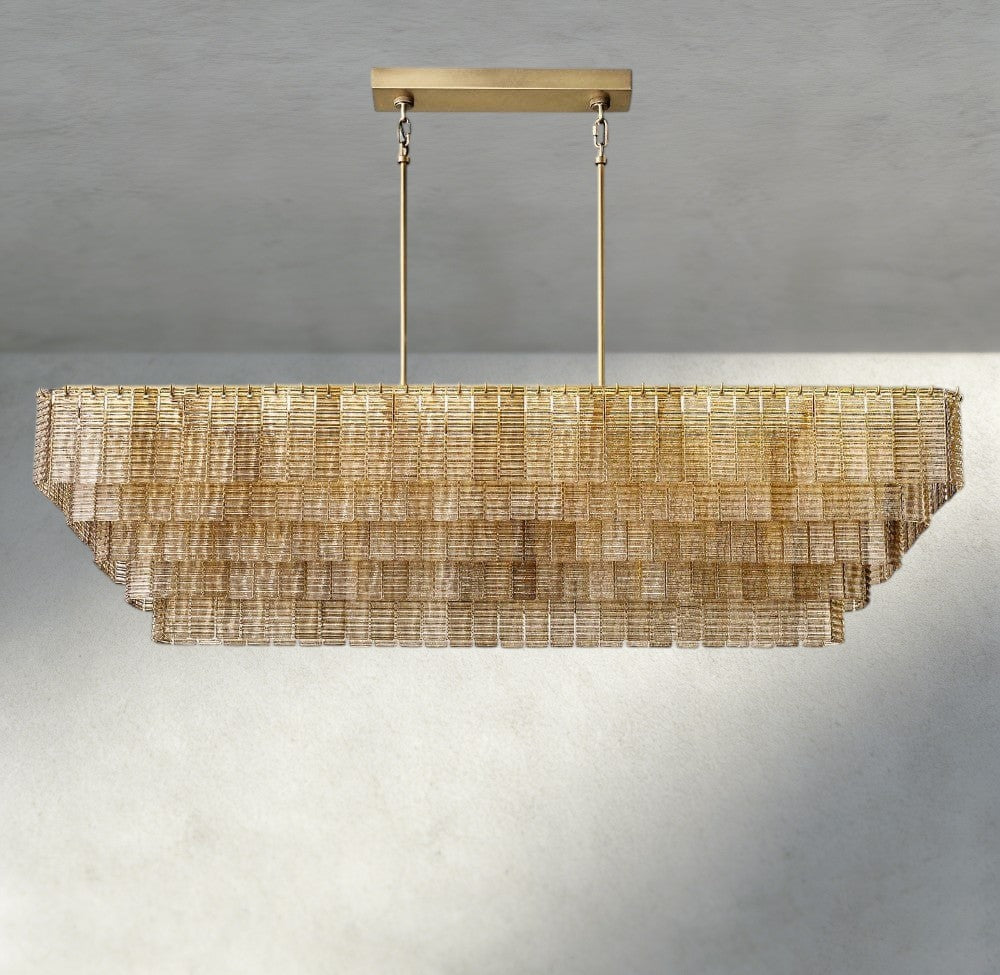Sirene Smoke Glass Rectangular Chandelier 59", 77"-chandelier-Jecanoli