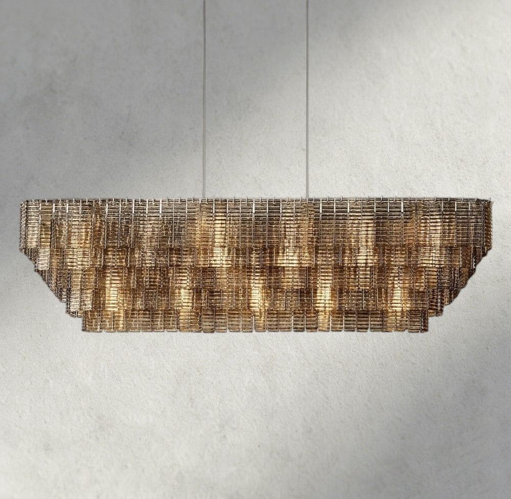 Sirene Smoke Glass Rectangular Chandelier 59", 77"-chandelier-Jecanoli