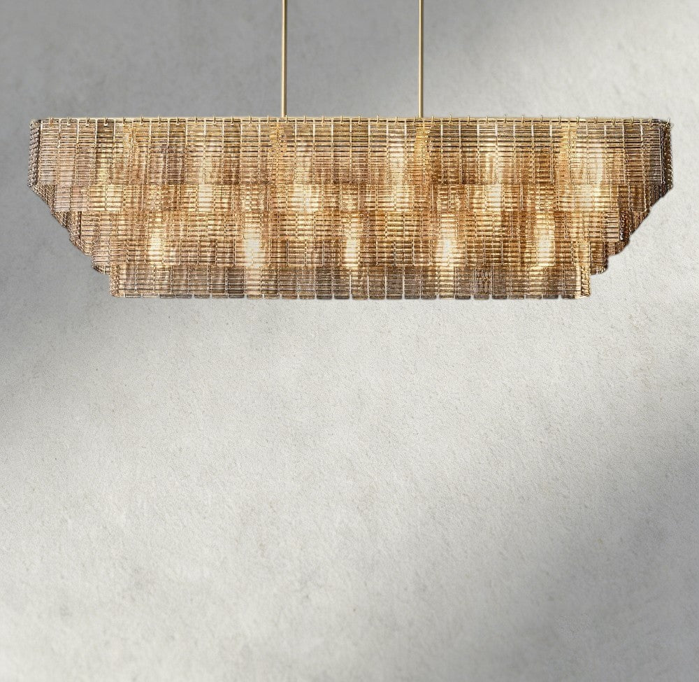 Sirene Smoke Glass Rectangular Chandelier 59", 77"-chandelier-Jecanoli
