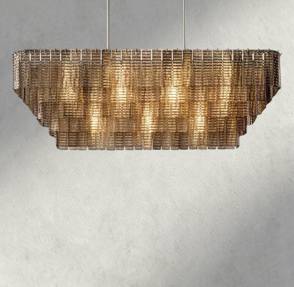 Sirene Smoke Glass Rectangular Chandelier 59", 77"-chandelier-Jecanoli
